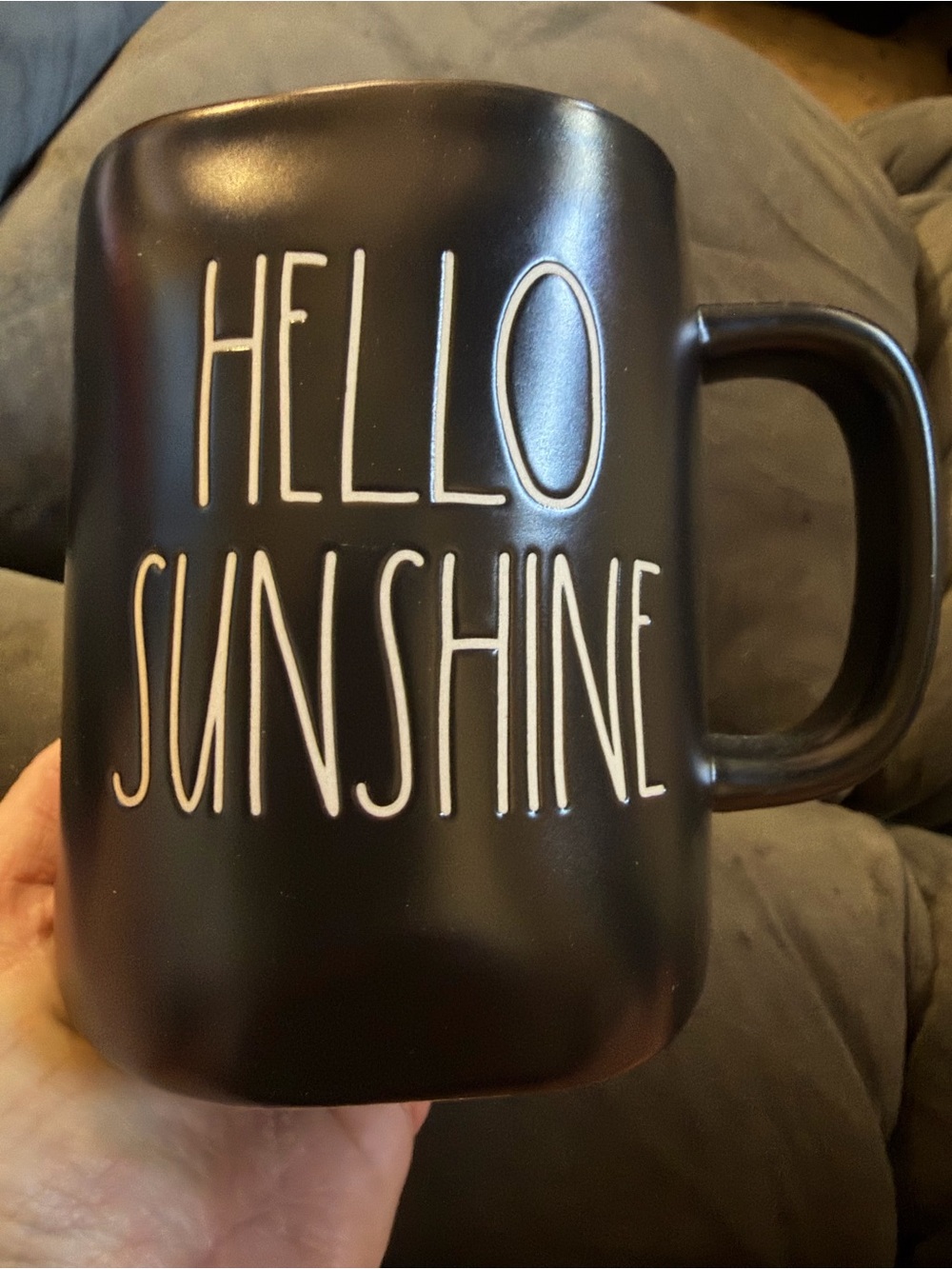 Rae Dunn “Hello Sunshine” Black Ceramic Mug